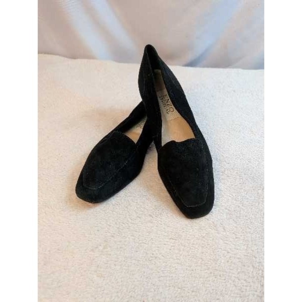 Enzo Angiolini Black Suede Loafers Flats Size 7.5N